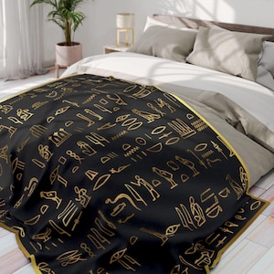 Egyptische hiërogliefendeken | Afrikaanse kunst Spirituele dekens, etnische tribale bankkleden, afrocentrisch decor