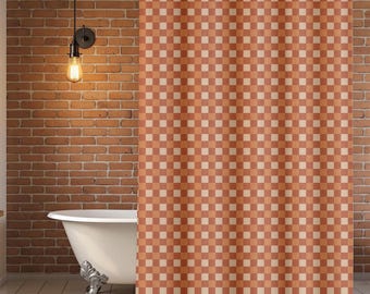 Rustikaler karierter Duschvorhang, Gingham Badezimmer Dekor, Boho Bauernhaus Bad wasserdichte Vorhänge