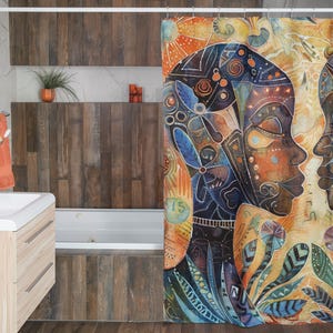 African art shower curtain, Bohemian Shower Curtain, Tribal African curtain, Boho Afro art home decor, African Inspired Gift, Afrocentric