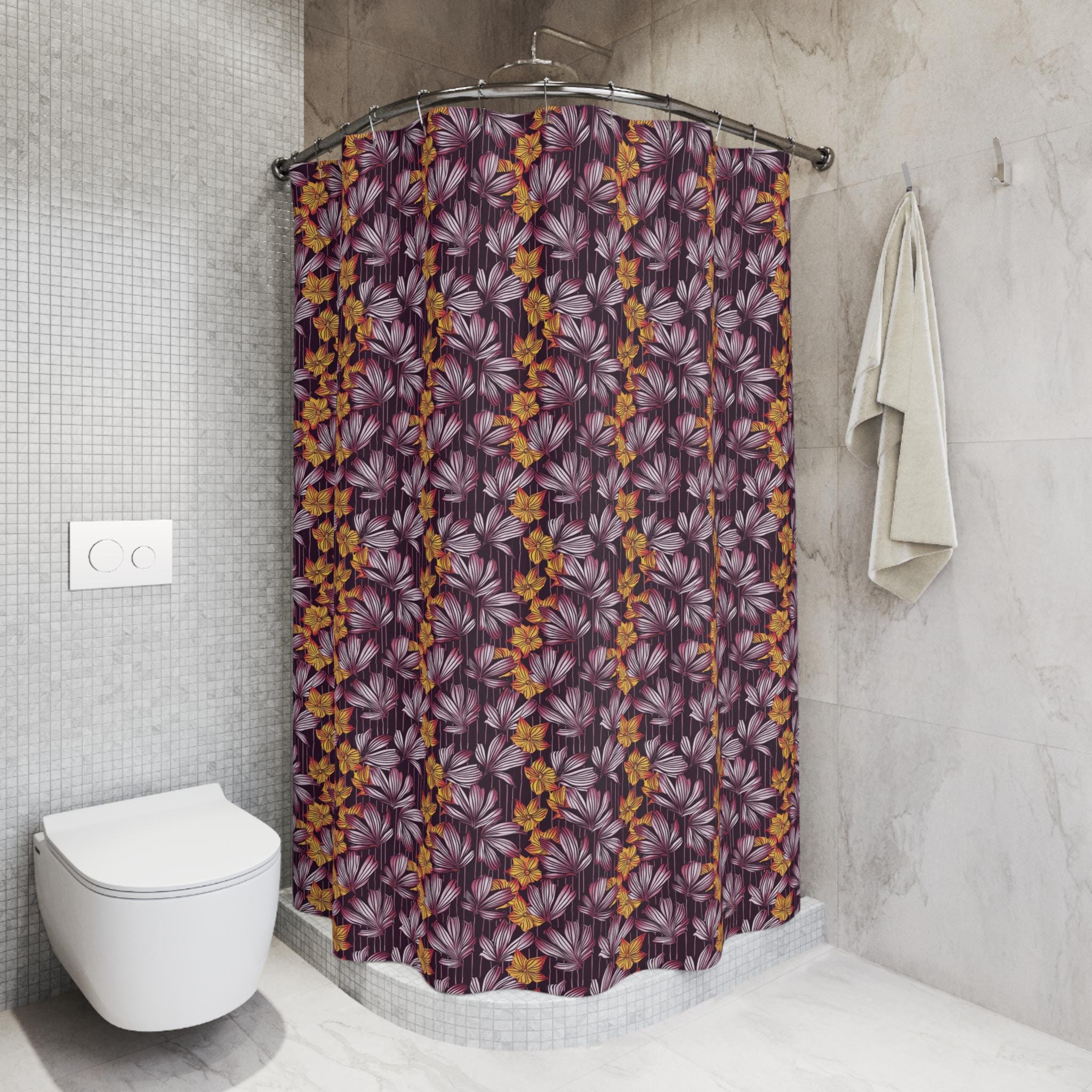 Cortina de baño morada elegante/cortinas de ducha con flores oscuras,  decoración botánica para baño, estampado de flores antiguas - Etsy México, image size:2048x2048