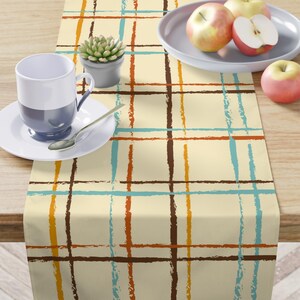 Abstract Plaid Table Runner, Plaid Runner, Neutral Pastel Colors, Home Decor Accent, Dining Table Cover, Kitchen Linens
