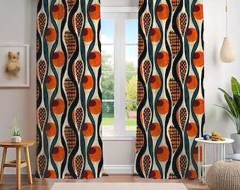 Ethnic-Inspired Blackout Drapes, Boho Tribal Print Window Panels For Living Room, Abstract Print Curtain, African Mudcloth Blackout Curtains