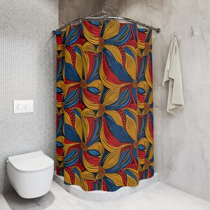 African Curtains, Mud Cloth Ankara Print Shower Curtain, Afro Bohemian Bath Decor, Afrocentric Home, Art Style Curtain - Boho Bathroom