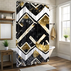 Abstract Mudcloth Shower Curtains| African Mudcloth Shower Curtain| Modern Tribal Bogolan print curtain| Afrocentric bathroom decor