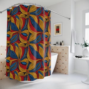 African Curtains, Mud Cloth Ankara Print Shower Curtain, Afro Bohemian Bath Decor, Afrocentric Home, Art Style Curtain - Boho Bathroom