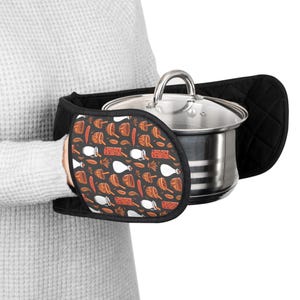 Mortar & Pestle Kitchen Oven Mitts, Cooking Gloves, Pot Holder, Heat Resistant Mittens, Chef Gift, Kitchen Decor