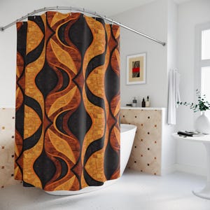 Black and Gold Shower Curtains| Geometric Shower Curtains| African Curtain| Bohemian Bath Decor| Afrocentric Home| Art Style Curtain