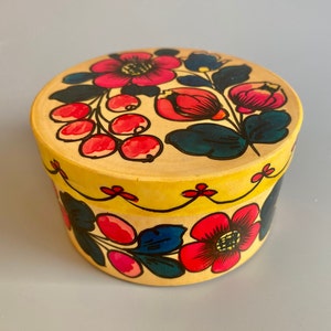 1985 vintage Russisch souvenirkistje houten kistje USSR Polkhov Maidan schilderij олховско - Майданская роспись