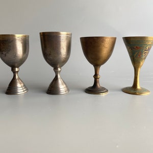 4 Pcs Vintage Metal Glasses Kitchen Utensils Tableware Soviet USSR