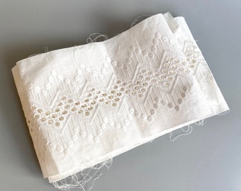 Vintage White Embroidered Openwork Soviet Lace Cotton USSR