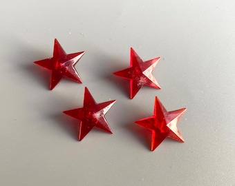 4 pcs Set Vintage Buttons Soviet USSR Red Stars Star Sewing Needlework Handicrafts