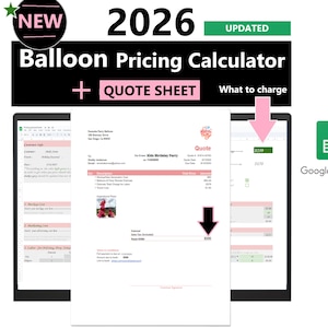 Balloon Pricing Calculator Plus Quote Sheet, Shows what to charge + Multiple Vendors