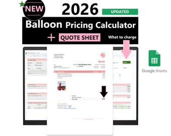 Balloon Pricing Calculator Plus Quote Sheet, Shows what to charge + Multiple Vendors