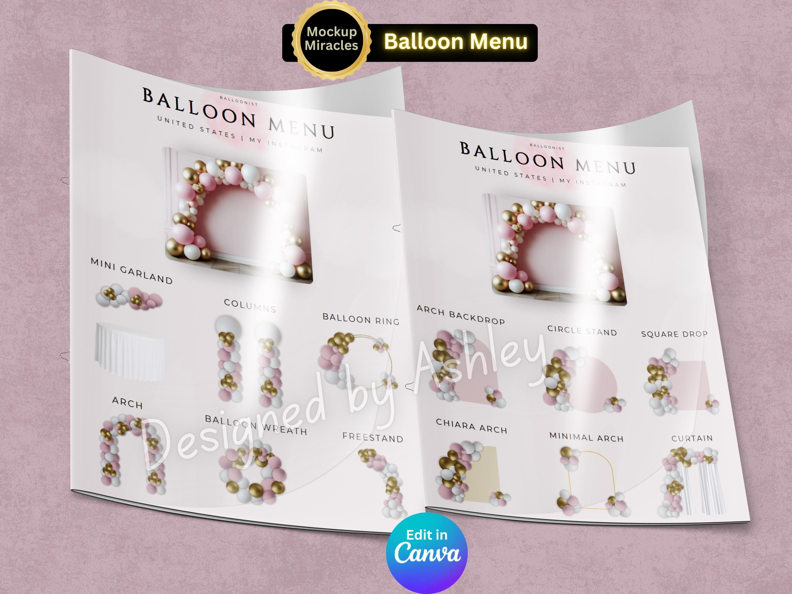Editable Balloon Menu Template: Customizable Pricing (digital Download ...