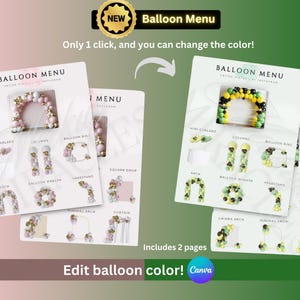 Bearbeitbare Ballon-Menüvorlage: Anpassbare Preise (Digitaler Download)