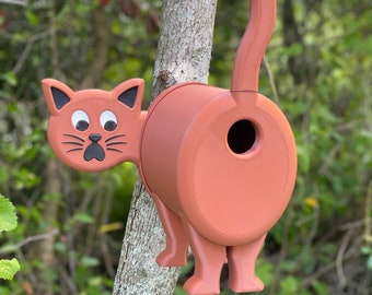 Casita para pájaros con diseño de gato - Decoración de exteriores Feline Fine