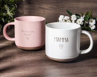 Engraved Ceramic Mug with Your Text, Custom Pottery Coffee Mug for Mom/Dad/Husband, Mug Engraved Gift, Custom Gifts Ideas, Bridesmaid Gifts