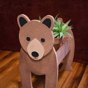 Plantenbak berenwelp, figuurzaagpatroon, pdf, plantenbak, plantenbak houten dieren, houtbewerkingsproject