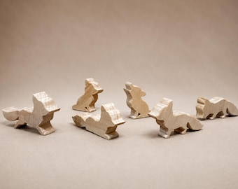 Wooden Foxes Toy Scroll Saw Pattern: DIY Animal Figures (PDF)
