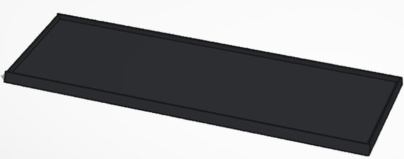 May include: A black rectangular tray with a raised edge.