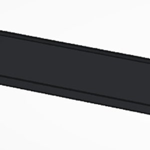 May include: A long, black rectangular shelf with a smooth surface.