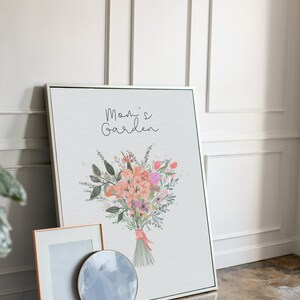 Blumensprache Tiktok Trend Bouquet, personalisiertes Geschenk für Mama, Name Buchstabe Blumen, Mamas Garten, individuelle Bouquet Wandkunst, Muttertagsgeschenk