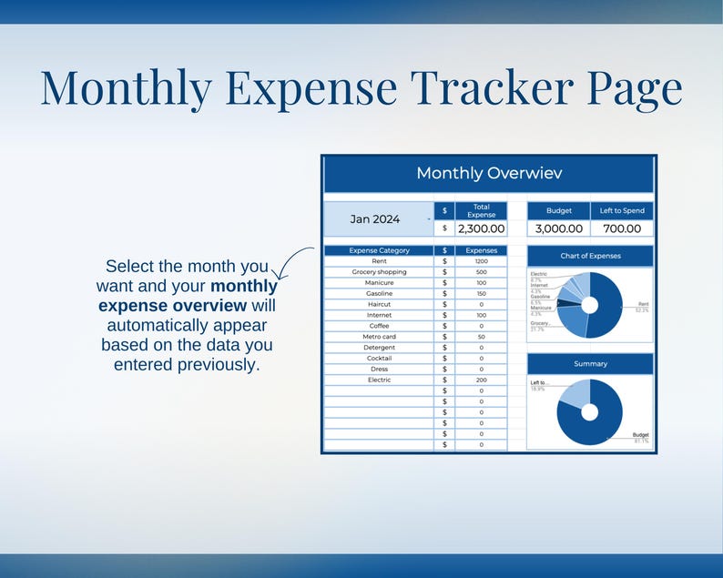 Expense Tracker Spreadsheet, Monthly Expense Tracker Template Personal ...