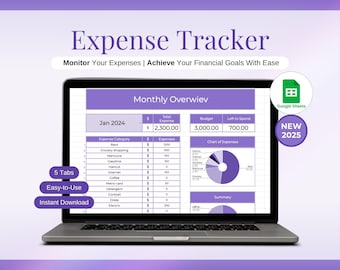 Monthly Expense Tracker Spreadsheet, Personal Finance Planner, Spending Tracker Budget Sheet, Expense Tracker Template for Google Sheets