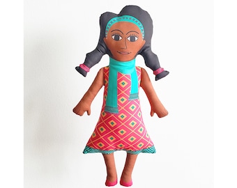 Merkeza - Black doll inspired by traditional Ethiopian art and design