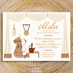 Kulturelle Melse-Einladung, äthiopische, eritreische, Habesha-, Amharische-, Tigrinya-Hochzeit
