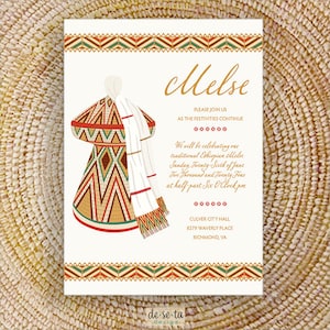 Für die Kultur Melse Einladung, äthiopisch, eritreisch, Habesha, Amharisch, Tigrinya Hochzeit