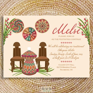 Melse Festeinladung, äthiopisch, eritreisch, Habesha, Amharisch, Tigrinya Hochzeit