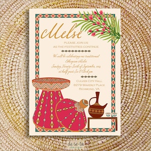 Rautenmuster Melse Einladung, äthiopische, eritreische, Habesha, Amharische, Tigrinya Hochzeit