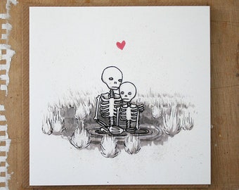 Skeleton Couple Anniversary Card – Illustrated Gothic Valentine