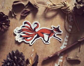 Forest Spirit Sticker - Vinyl Sticker - Kitsune Red Fox Sticker