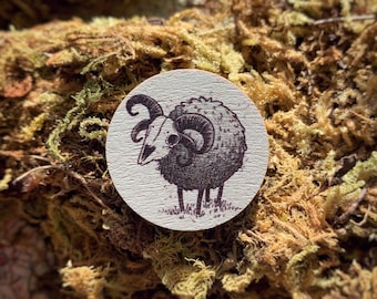 Spooky Sheep Wooden Pin Badge