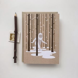 Yeti Illustrierte Grußkarte - Cryptid Weihnachtskarte