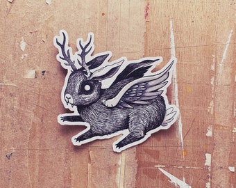 Wolpertinger Sticker - Vinyl Sticker - jackalope Sticker