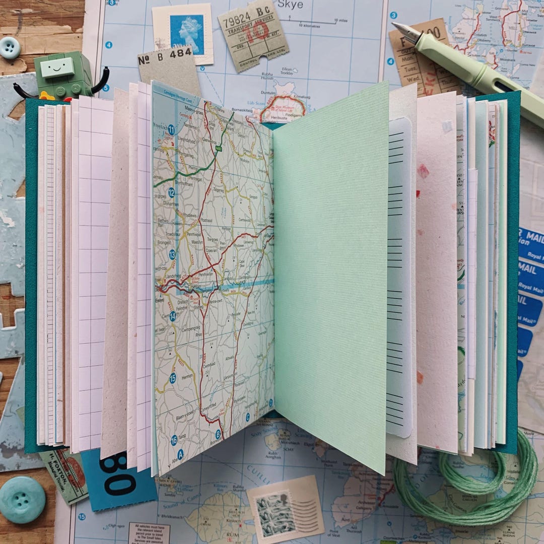 Blue UK Map Travel Journal - Wander Often Wonder Always - Mixed Paper ...