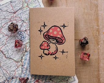 Mushroom Notebook - Jotter - Unlined Notebook - A6 - Travel Journal