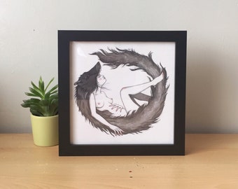 Wolf Girl - Square Print - Illustration - Fantasy Art