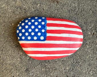 Piedra de bandera estadounidense pintada a mano: decoración patriótica