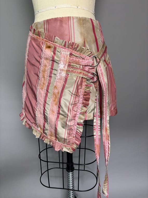Pink Silk Striped Wrap Skirt