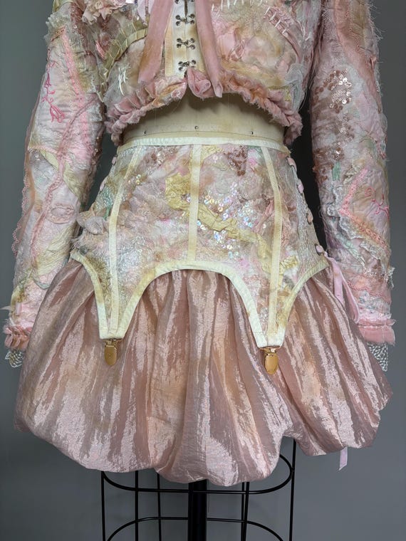 Textured Patchwork Bubble Skirt