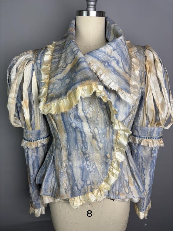 Pastel Blue Washed Peplum Wrap Jacket