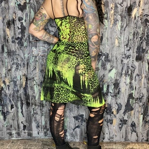 AntiLabel Neon Green Serial Killer Sheer Slip Dress Small image 2