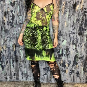 AntiLabel Neon Green Serial Killer Sheer Slip Dress Small image 3