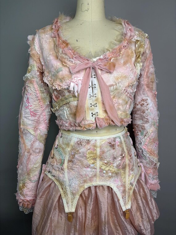Pink Silk Vintage Lingerie Patchwork Jacket