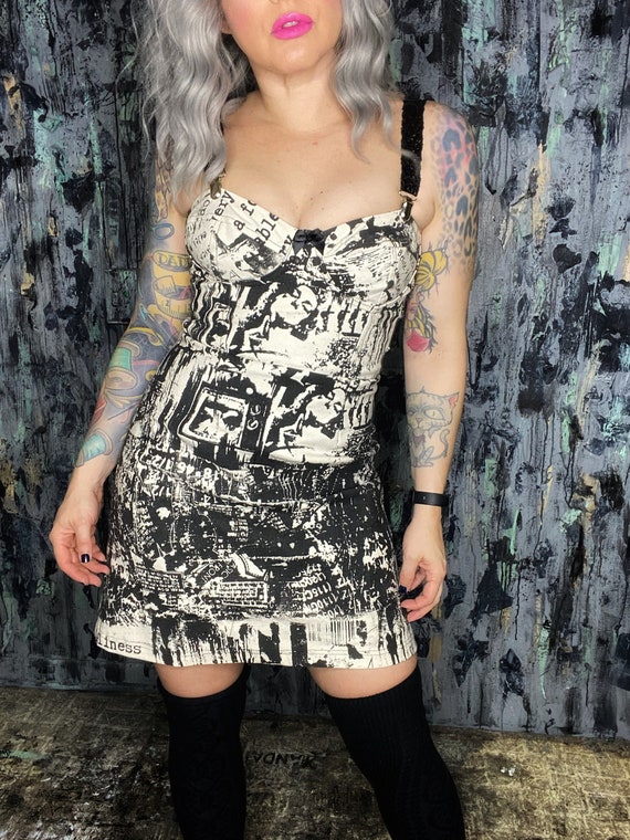 AntiLabel Serial Killer Oatmeal Dingy Denim Corset Bustier Dress XS/Small 2/4