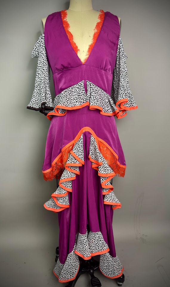 Magenta Ruffled Cutout Dress